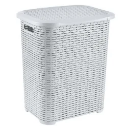 Hoffmanns XL Wäschetonne Rattanoptik 70239 Weiß