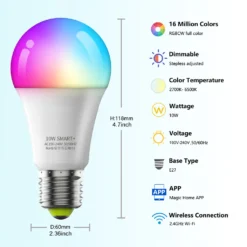 10W E27 Smart WLAN LED Glühbirne Dimmbar RGB Leuchtmittel Birne Kompatibel Mit Alexa Und Google Home -Smart Kitchen Store df2bc5aa5f8f2f26555272ffd632c0a5