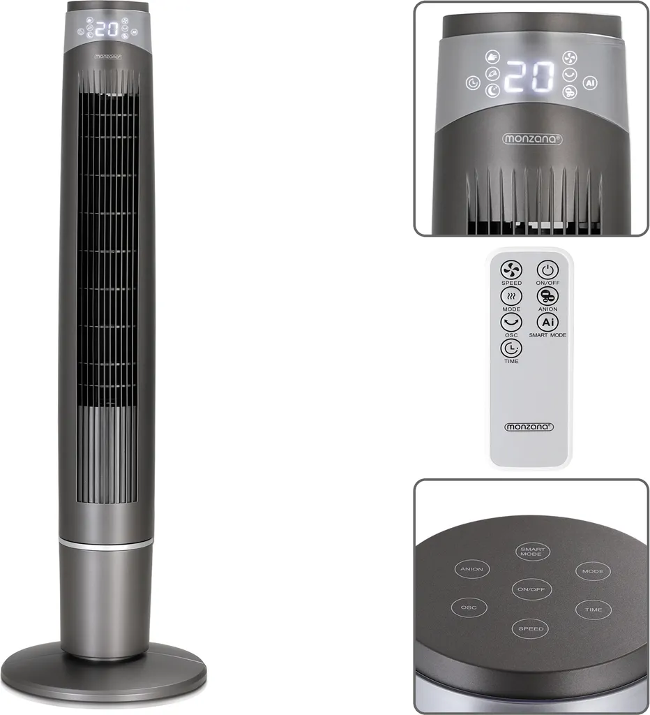 Monzana Turmventilator 6 Geschwindigkeitsstufen 120cm 3 Modi Timer Fernbedienung 3 Monzana Turmventilator 6 Geschwindigkeitsstufen 120cm 3 Modi Timer Fernbedienung