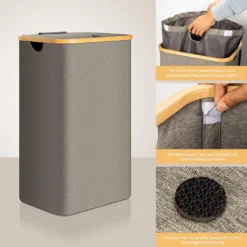 Adel Dream Wäschekorb Mit Deckel , Wäschekorb Kann Gefaltet Werden, Wäschetasche Kann Gefaltet Werden (100L, Dunkelgrau) -Smart Kitchen Store e199ceafb5dcdd5e009d5326260ed832