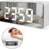 LED Spiegel Digitaler Wecker, Desktop USB Elektronisches Thermometer Am Bett Digitaler Wecker