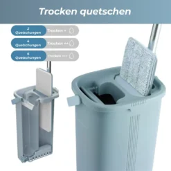 Mikrofaser-Wischmopp & Edelstahlgriff-Set Mit Doppelkammer-Eimer. -Smart Kitchen Store e4240970bbd98d157224049f24b05381