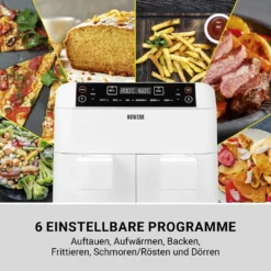N8WERK Doppel-Heißluftfritteuse - 7,6l Heißluft Fritteuse Friteuse Fritöse XL Air Fryer Edelstahl Doppelkorb 2x 3,8L -Smart Kitchen Store e4842cb8c5dbde8ed14a126434af8a2d