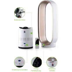 Turmventilator Mit Negativen Ionen,Ventilator Leise,mit Fernbedienung, Ca. 65cm Hoch, Champagnergold 12 Turmventilator Mit Negativen Ionen,Ventilator Leise,mit Fernbedienung, Ca. 65cm Hoch, Champagnergold -Smart Kitchen Store e4dd4d469f0f5a284a36692512242959