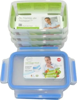 Emsa Clip & Close Frischhaltedosen 3er-Set á 0,55 L, Blau -Smart Kitchen Store e63c5cd2076f7f879d542eb39406d2ea