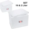 THERM BOX SET 19 & 2 Liter Styroporbox Mit Deckel Thermobox Für Essen & Getränke - Styropor Kühlbox Warmhaltebox