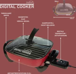 Starlyf®Digital Cooker - XXL Elektrische Bratpfanne Mit Digitalem Thermostat Und Temperaturanzeige, 1600 Watt, 5,5 Liter Fassungsvermögen, Partypfanne - Aus Der TV Werbung -Smart Kitchen Store ea743cfeee97bb9331578733c002f4f1