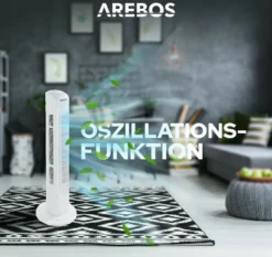 AREBOS Turmventilator, 50 Watt, 60°-Oszillation, 3 Geschwindigkeitsstufen, Ventilator Mit Tragegriff, Weiß, Leise 18 AREBOS Turmventilator, 50 Watt, 60°-Oszillation, 3 Geschwindigkeitsstufen, Ventilator Mit Tragegriff, Weiß, Leise -Smart Kitchen Store eb64d282397c37745ed64fd0297f9442