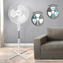 2 Stück Standventilator Ventilator Weiß Höhenverstellbar Oszillierend Doppelpack Kühler Raum-Lüfter Luft-Erfrischer Lüftung Luft-Entfeuchter -Smart Kitchen Store ec2ad94637a7a1b78744c3daafaf83d4