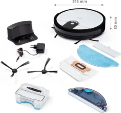 MEDION Saugroboter Mit Wischfunktion Und Zyklon Technologie S20 SW (Alexa App Steuerung, Modell 2021, Extra Flach, Regulierbare Wasserabgabe, Ladestation, Tierhaar Allergiker Optimiert) -Smart Kitchen Store ecf428bebdf6c884a887eaabe2496af2