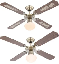 Globo Lighting VENTILATOR Metall Altmessing, Blade Turnable, Zugschalter Kette, Max. Motorleistung 50W, Optimale Raumnutzung 15m², Abkühlung, Aufheizen, Geschwindigkeitsstufen 115/185/235 RPM, ø: 1066mm, H: 415mm, Exkl. 1x E27 60W 230V -Smart Kitchen Store edb57143a347b43c813a04c1742aa586