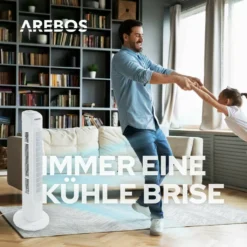 AREBOS Turmventilator, 50 Watt, 60°-Oszillation, 3 Geschwindigkeitsstufen, Ventilator Mit Tragegriff, Weiß, Leise 22 AREBOS Turmventilator, 50 Watt, 60°-Oszillation, 3 Geschwindigkeitsstufen, Ventilator Mit Tragegriff, Weiß, Leise -Smart Kitchen Store edce0bf71d60d5064bda41668d0ae519