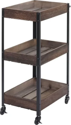 Servierwagen HWC-H22, Küchenwagen Barwagen Teewagen Beistellwagen Rollwagen, Massiv-Holz Shabby Braun -Smart Kitchen Store ee8551fdef3de44fb16e01f8335054ed