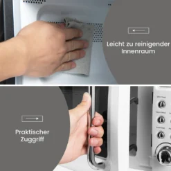 COSTWAY Mikrowelle 20L, 700 W Mikrowellenofen, Mit 8 Automatischen Programme, 5 Leistungsstufen, LED-Anzeige, Verzögerter Start, Retro, Weiß -Smart Kitchen Store ef26cf1255a3710e02ee823fdc4c3192