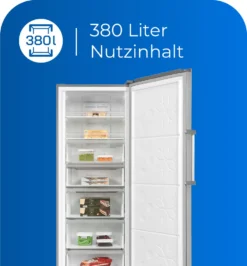 Exquisit Gefrierschrank GS380-NF-H-050E Inoxlook | 380 L Nutzinhalt | Edelstahloptik -Smart Kitchen Store ef771e7bca3fa88acd7390bf2a2806a1
