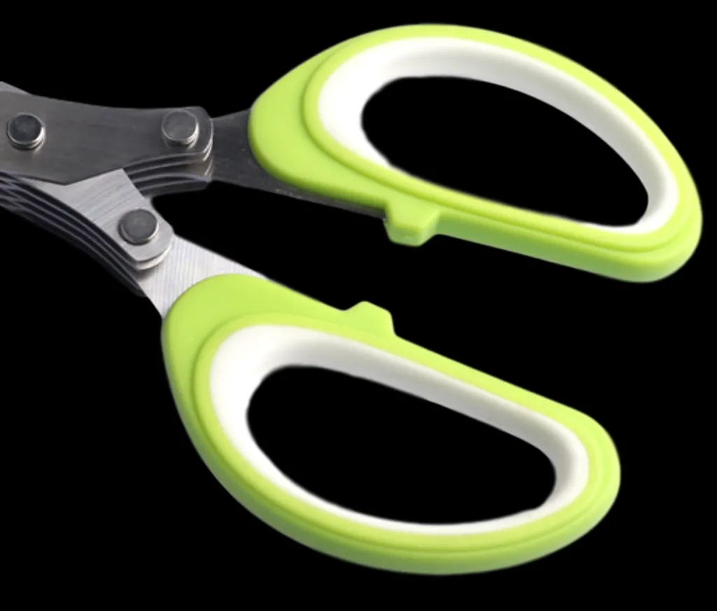 2er Set - 5 Klingen Kräuterschere Küche Aus Edelstahl | Mehrzweckschere Mit Reinigungsbürste | Universal Küchenschere Mit 5 Edelstahlklingen | Kräuterschneider | Gemüseschere Schnittlauchschere - Grün 9 2er Set - 5 Klingen Kräuterschere Küche Aus Edelstahl | Mehrzweckschere Mit Reinigungsbürste | Universal Küchenschere Mit 5 Edelstahlklingen | Kräuterschneider | Gemüseschere Schnittlauchschere - Grün – Bild 7