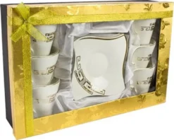 12-teiliges Medusa Mäander Kaffeeservice Mit Goldschliff Kaffeetassen Für 6 Personen 6 Tassen + 6 Untertassen Weiß-Gold Genießen Servieren Kaffee -Smart Kitchen Store f387cbf7af524789870ff9b9fe412709