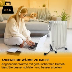 KADEER Elektro Heizung Ölradiator NSC-200-9G1 (2.000 Watt, 3 Heizstufen Thermostat, 4 Lenkrollen, Praktische Kabelaufwicklung, Integrierter Griff) -Smart Kitchen Store f43e871f637573a186f614efe5ab9e13