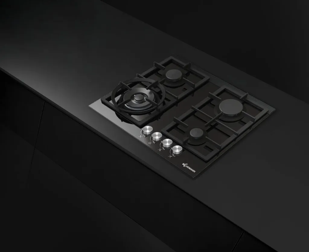 KLUGMANN Design KT604.5BGL 60cm Einbau Vitroceramic Gaskochfeld 4 Brenner, WOK, Sicherung, Gusseisen, Metallknöpfe 4 KLUGMANN Design KT604.5BGL 60cm Einbau Vitroceramic Gaskochfeld 4 Brenner, WOK, Sicherung, Gusseisen, Metallknöpfe – Bild 2