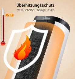 Midea NTH20-17BR Keramik Heizlüfter 2000W Mit Thermostat, Oszillation, 2 Heizstufen, Heizung Mit Ventilator, ECO-Modus, 24H Timer, Integrierter Tragegriff, Horizontales Erhitzen, PTC Heizgerät -Smart Kitchen Store f90e4296abe7f54d14865fd84be34662