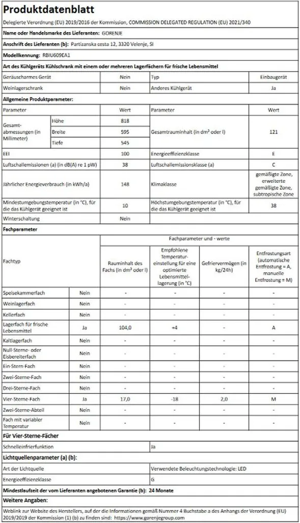 Gorenje - RBIU609EA1 - Unterbau-Kühlschrank Mit Gefrierfach - Festtür-Technik 7 Gorenje - RBIU609EA1 - Unterbau-Kühlschrank Mit Gefrierfach - Festtür-Technik – Bild 5