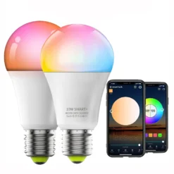 2 Stück E27 Smart WLAN LED Glühbirne Dimmbar RGB Weiß Licht Leuchtmittel Birne Kompatibel Mit Alexa Und Google Home
