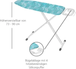 WENKO Bügelbrett Advance, Dampfbügelgeeignet, Höhenverstellbar 73-95 Cm, 120 X 42 Cm Bügelfläche, Bügeltisch Mit 8 Mm Polsterung | Inkl. 2er Set Reinigungsschwämme Gratis -Smart Kitchen Store fa7abf0c64076721e0ab16b8a828d10e