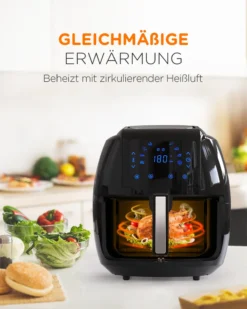 Tomons Heißluftfritteuse XXL 5,5 L Elektrofritteuse, 1800W, Airfryer Ohne Fett Und Öl, Friteuse Heißluft Mit 8 Voreinstellungen, Alarmtimer, Digitales Touch-Display, Frittierkorb Und Rezeptheft -Smart Kitchen Store fb58b031da5f8c88fb38e798183d92c6