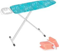 WENKO Bügelbrett Advance, Dampfbügelgeeignet, Höhenverstellbar 73-95 Cm, 120 X 42 Cm Bügelfläche, Bügeltisch Mit 8 Mm Polsterung | Inkl. 2er Set Reinigungsschwämme Gratis