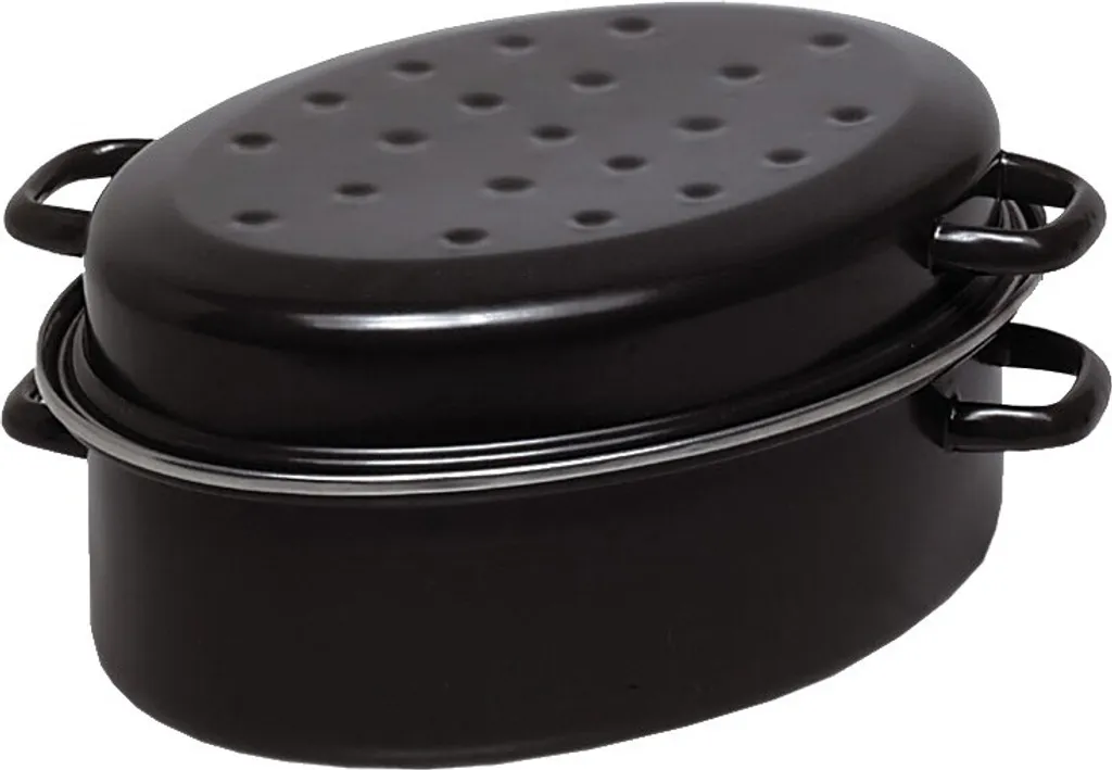 Krüger Gänsebräter Aus Schwarz Emailliertem Stahl Mit Chromrand 42cm 8 Krüger Gänsebräter Aus Schwarz Emailliertem Stahl Mit Chromrand 42cm – Bild 6